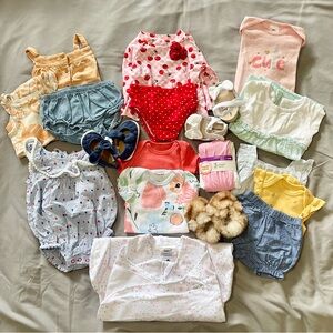 Lot of Baby Girl Clothes, New Born, 0-3 months, Carter’s, Gerber and more